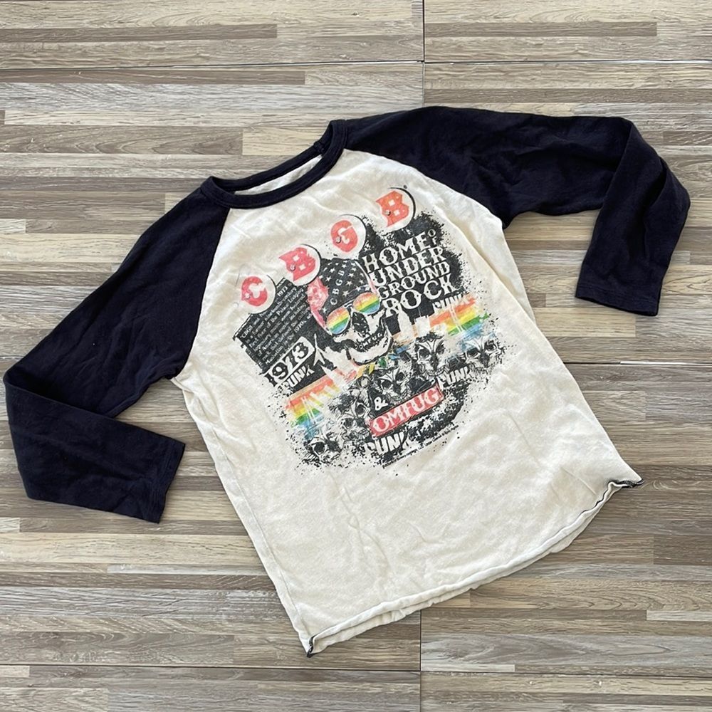 Rowdy Sprout Black and Cream Kids Raglan Shirt